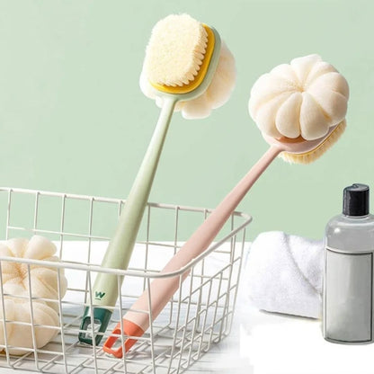 Double-Sided Body Brush with Long Handle, Chevron Pattern Bath Massager and Exfoliator, Multicolor, 1 Piece