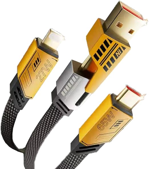 وصلة شاحن 4*1 USB-C بطول 1 متر (3.3 قدم) - شحن سريع 4 في 1 PD حتى 65 وات