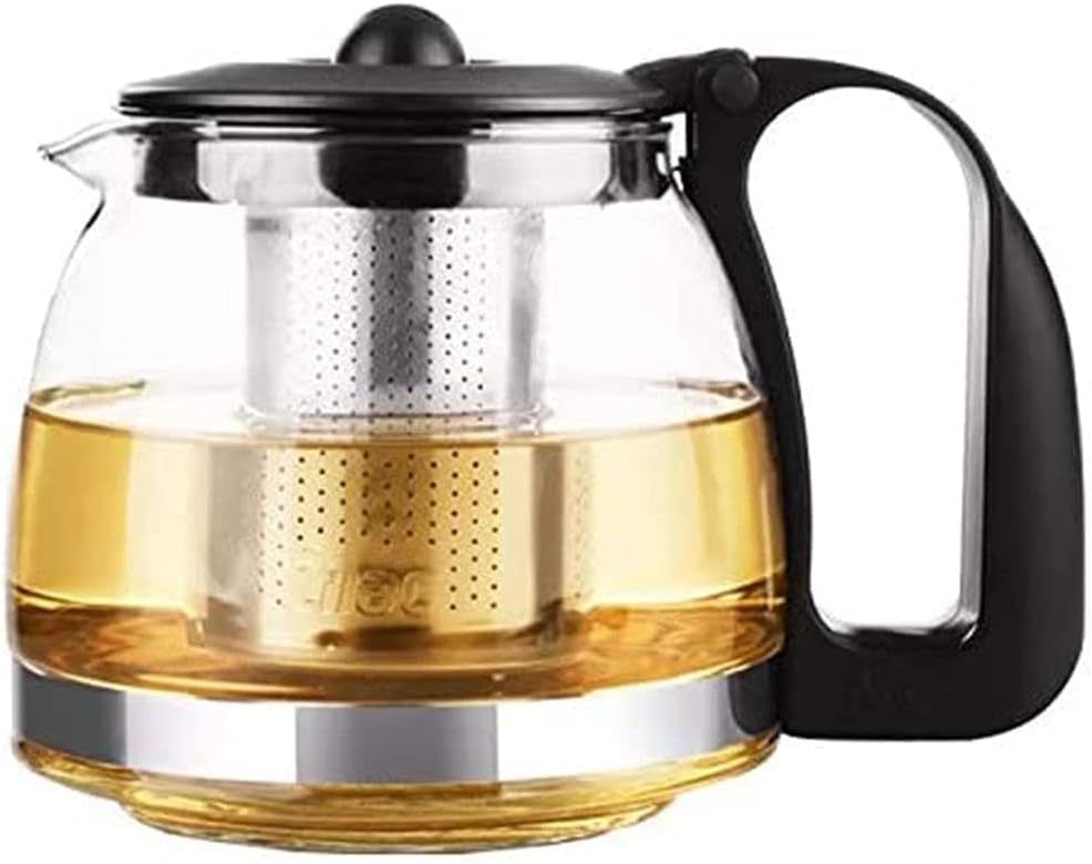 Pyrex Serving Tea Set, 700ml Capacity, Glass Teapot with 4 Glass Tea Cups with Plastic Base and Removable Stainless Steel Tea Infuser, Suitable for Brewing Tea and Herbal Tea Bags