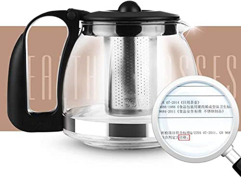 Pyrex Serving Tea Set, 700ml Capacity, Glass Teapot with 4 Glass Tea Cups with Plastic Base and Removable Stainless Steel Tea Infuser, Suitable for Brewing Tea and Herbal Tea Bags