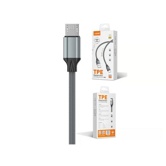 للشحن السريع Ldnio LS441 Micro USB – أصلي 2.4 أمبير بطول 1 متر – رمادي