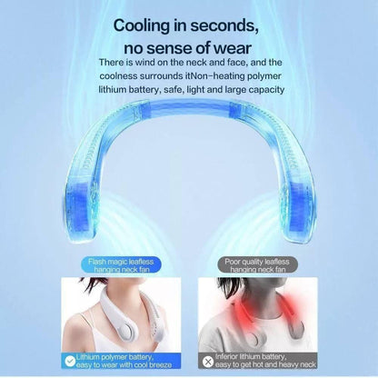Portable Neck Fan - USB Charging | 3 Speeds, Hands-Free and Lightweight Design (White)