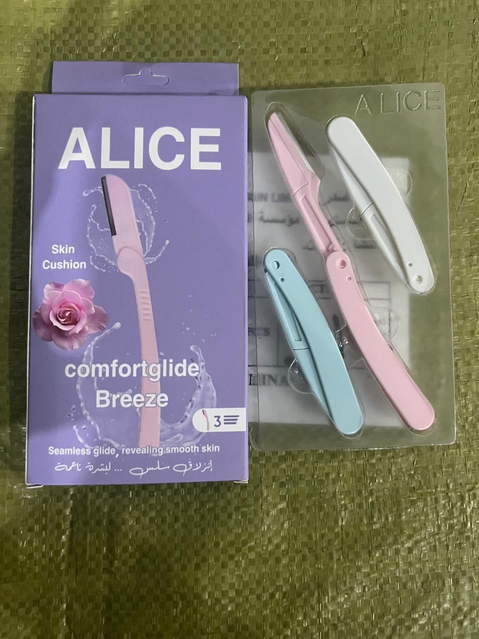 شفرات الحواجب ALICE بتصميم عصري من الفولاذ المقاوم للصدأ لإزالة شعر الوجه للنساء لبشرة أنعم وأنضف بدون حبوب ، 3  قطع