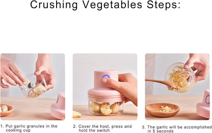 250ml Mini Electric Garlic Chopper - 220W High Efficiency USB Portable Food Blender! 