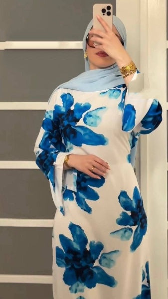 Floral dress with back tie - One Size up to 85 kg