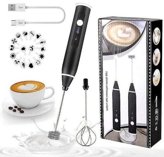 Portable Electric Whisk - 36V USB Rechargeable + 3 Stainless Steel Beaters | Ideal for Latte, Matcha &amp; Cappuccino (Large) by Fostoy