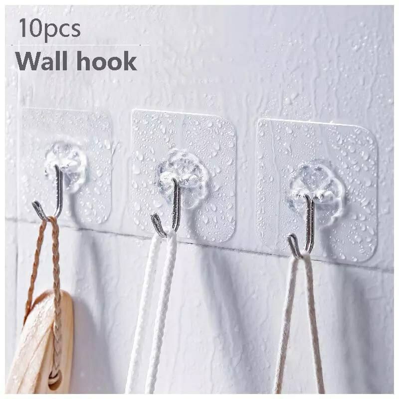 Transparent Hook Hanger - Stylish Design and High Stability with Strong Double Face (10 Pieces) 