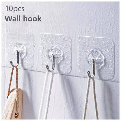 Transparent Hook Hanger - Stylish Design and High Stability with Strong Double Face (10 Pieces) 