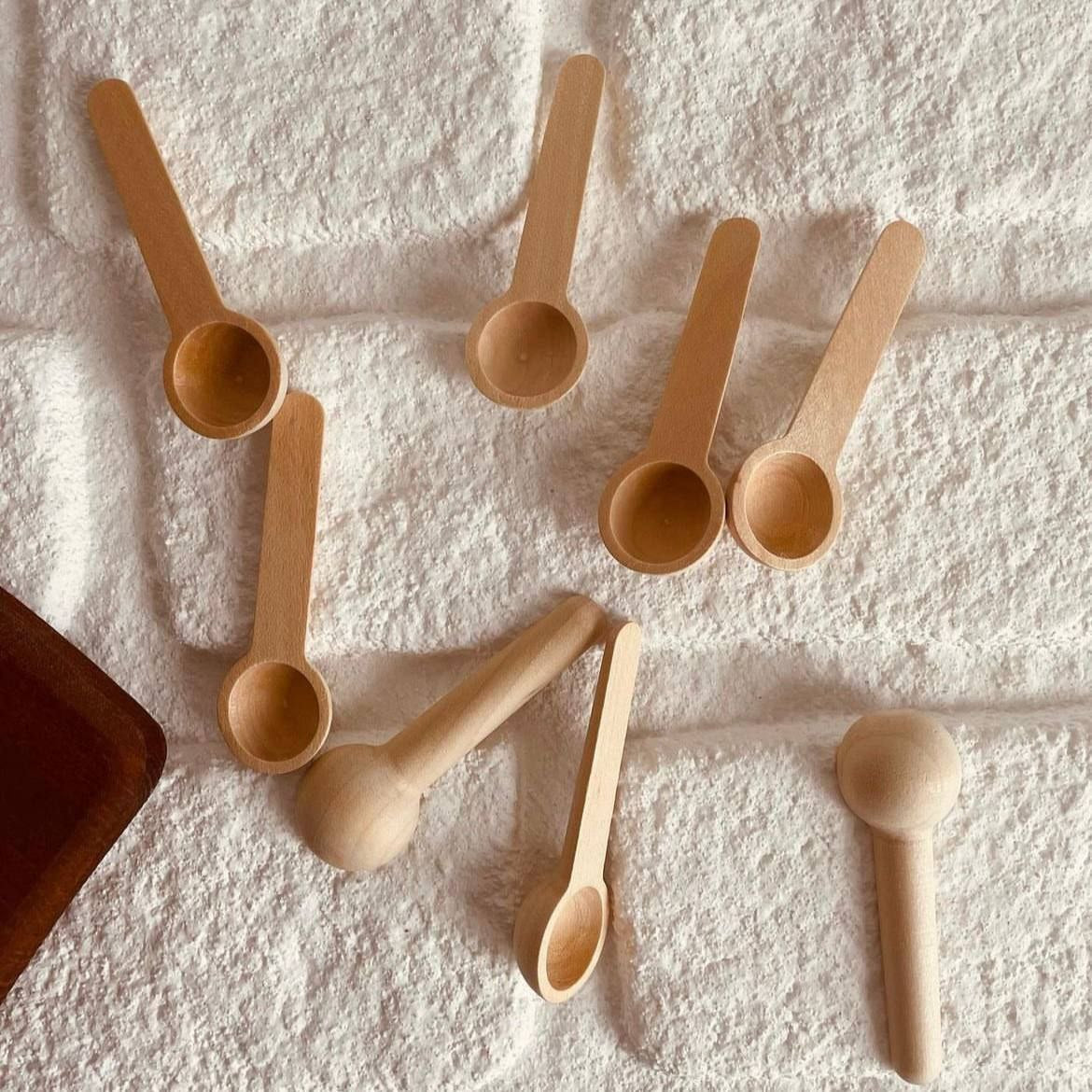 Mini Bamboo Wood Spice Spoon Set - 6 Pieces