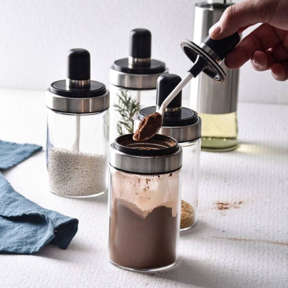 Glass Spice Jar with Spoon - Stylish and Versatile Design 