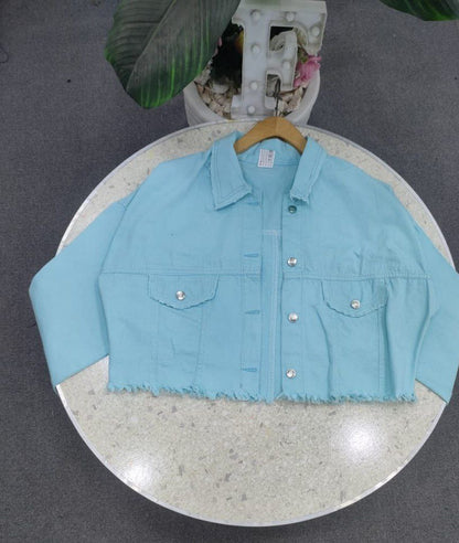 Girls' high waist denim jacket, stretchy 4-way stretch fabric - sizes from 55 to 85 kg - multiple colors to suit every taste!