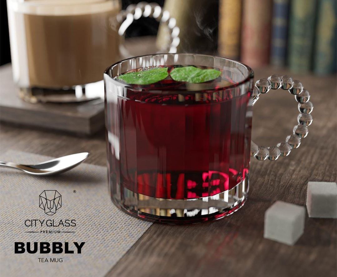 Bubbly Glass Tea Set - 6 Pieces with a Modern and Elegant Design | Versatile for Hot and Cold Drinks!