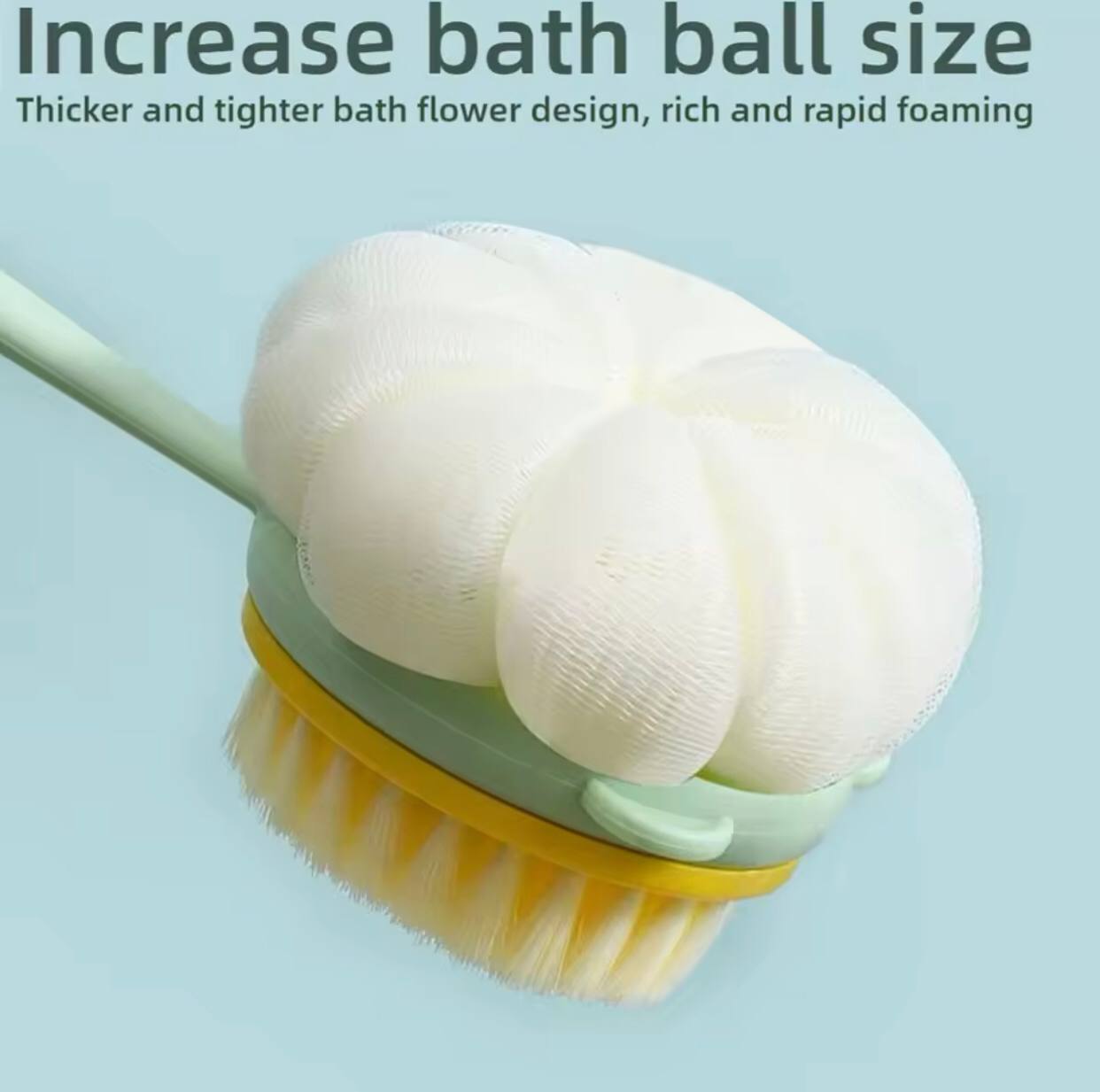 Double-Sided Body Brush with Long Handle, Chevron Pattern Bath Massager and Exfoliator, Multicolor, 1 Piece
