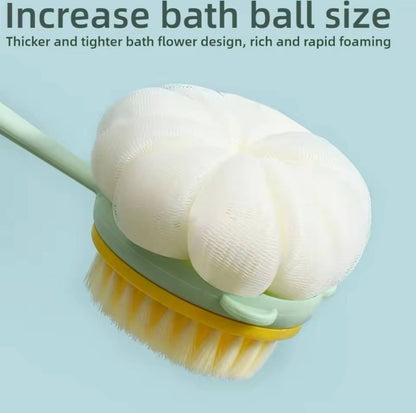 Double-Sided Body Brush with Long Handle, Chevron Pattern Bath Massager and Exfoliator, Multicolor, 1 Piece