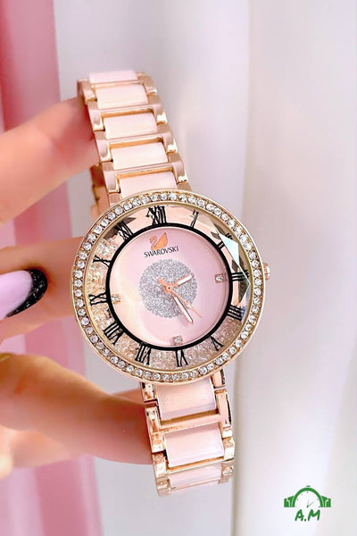متعدده الالوان - مقاس 36 - Swarovski ساعه حريمي لوكس