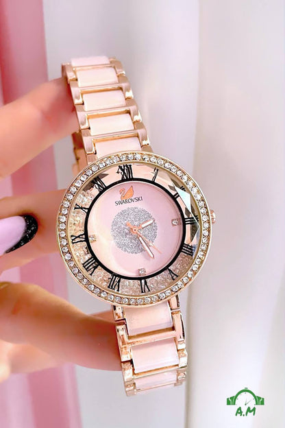 متعدده الالوان - مقاس 36 - Swarovski ساعه حريمي لوكس