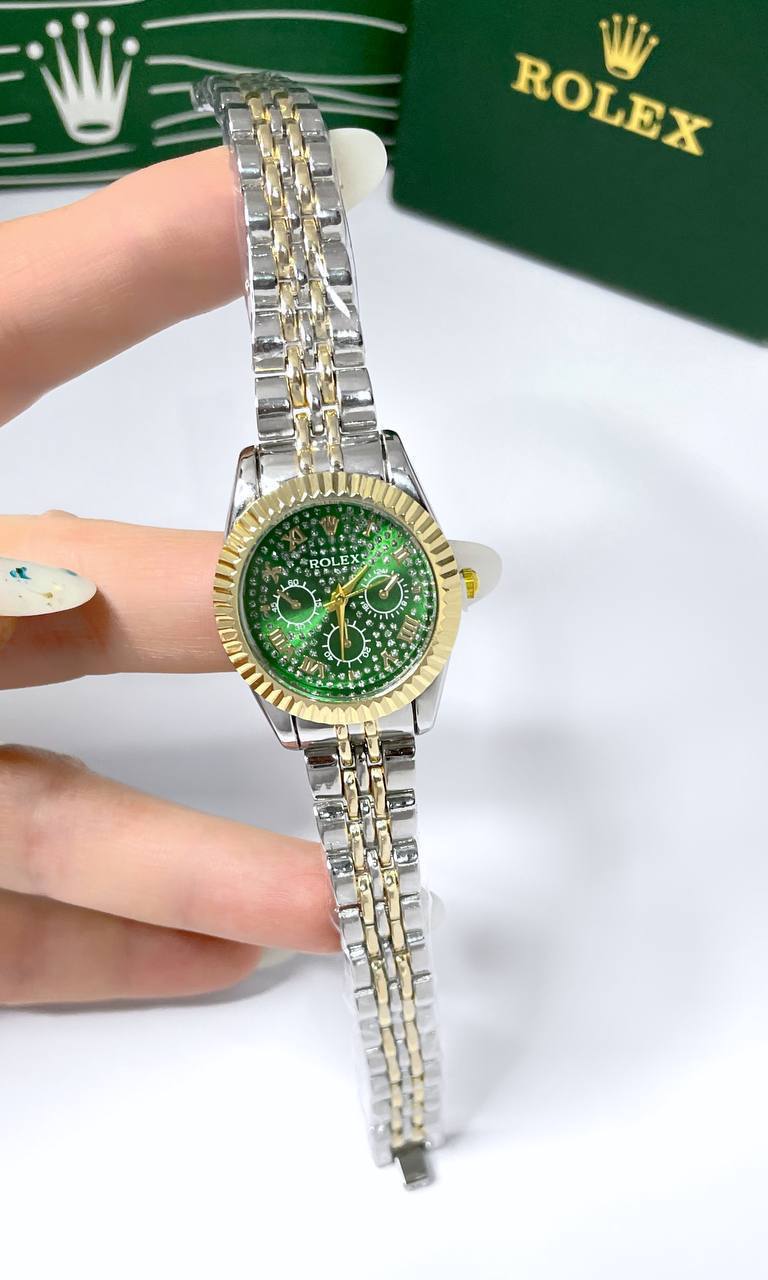 ROLEX - ساعة انيقه حريمي – ستانلس ستيل – متعددة الألوان