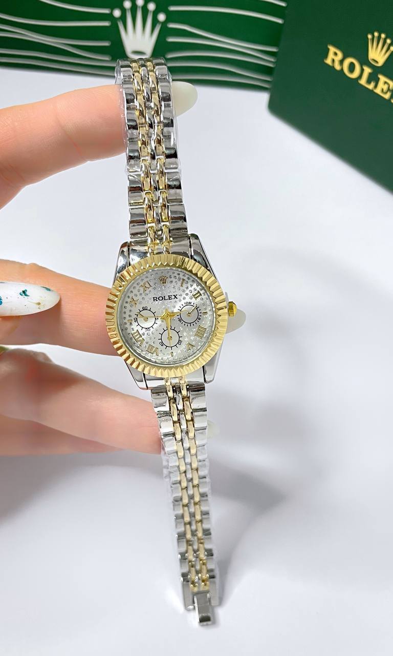 ROLEX - ساعة انيقه حريمي – ستانلس ستيل – متعددة الألوان