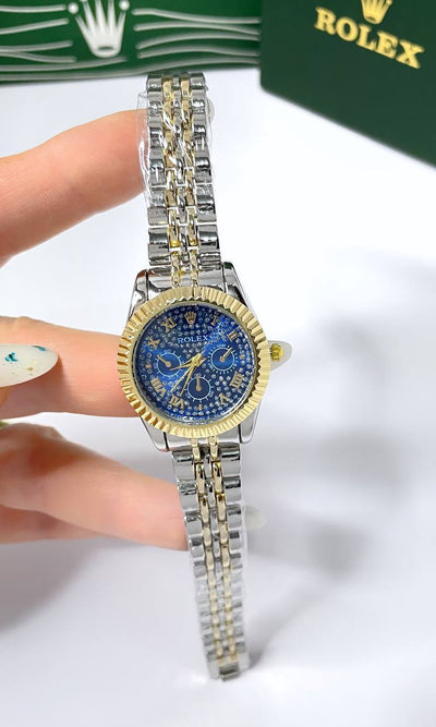 ROLEX - ساعة انيقه حريمي – ستانلس ستيل – متعددة الألوان