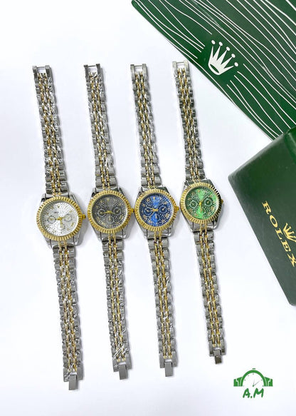 ROLEX - ساعة انيقه حريمي – ستانلس ستيل – متعددة الألوان