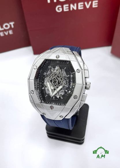 HUBLOT Original ساعه رجالي سلفر – ربر لوكس متعدد الالوان – مقاس 45