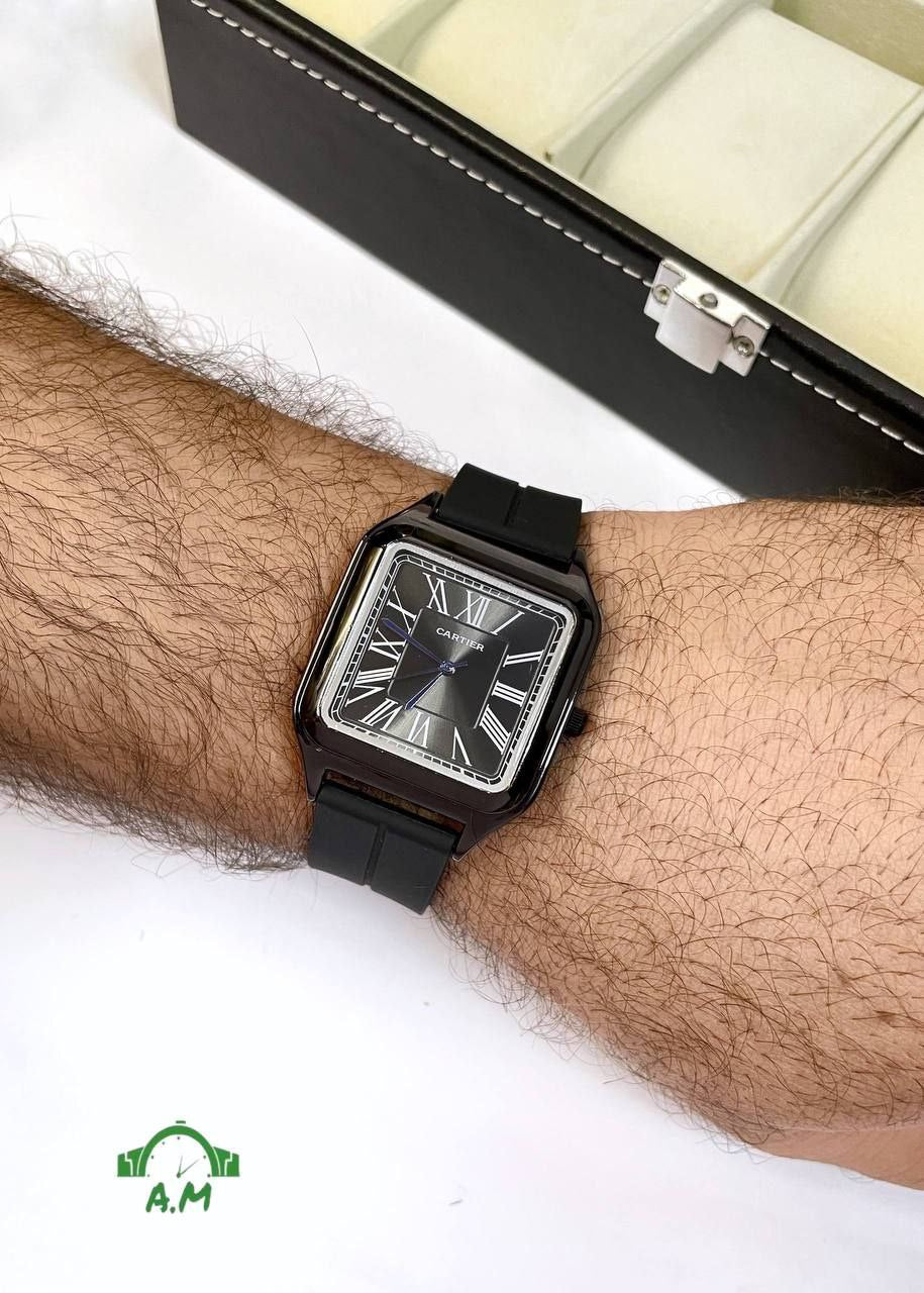Cartier ساعه لوكس رجالي - متعدده الالوان – ربر مختوم – مقاس 45