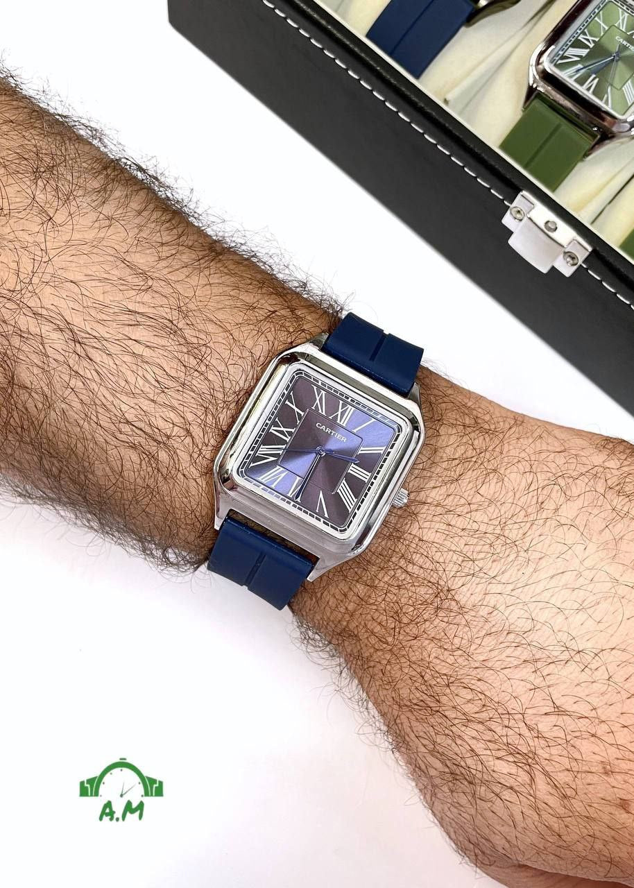 Cartier ساعه رجالي – ربر مختوم – لوكس – مقاس 45