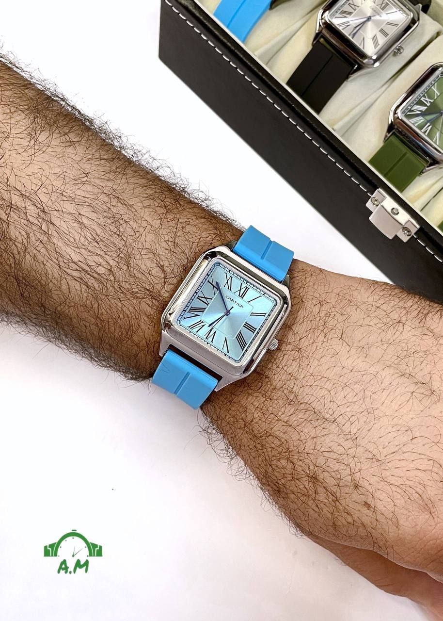 Cartier ساعه رجالي – ربر مختوم – لوكس – مقاس 45