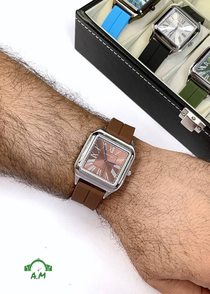 Cartier ساعه رجالي – ربر مختوم – لوكس – مقاس 45