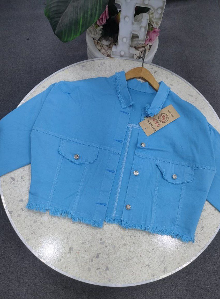 Girls' high waist denim jacket, stretchy 4-way stretch fabric - sizes from 55 to 85 kg - multiple colors to suit every taste!