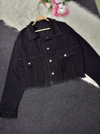 Girls' high waist denim jacket, stretchy 4-way stretch fabric - sizes from 55 to 85 kg - multiple colors to suit every taste!