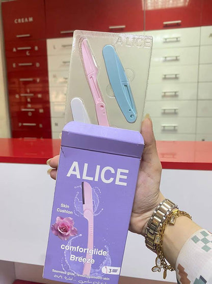 شفرات الحواجب ALICE بتصميم عصري من الفولاذ المقاوم للصدأ لإزالة شعر الوجه للنساء لبشرة أنعم وأنضف بدون حبوب ، 3  قطع