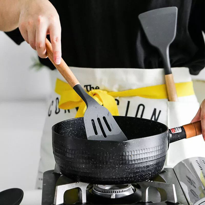 12 Piece Silicone Kitchen Utensil Set, Kitchen Utensil Set with Wooden Handles for Non-Stick Cookware Set, Great Kitchen Tools