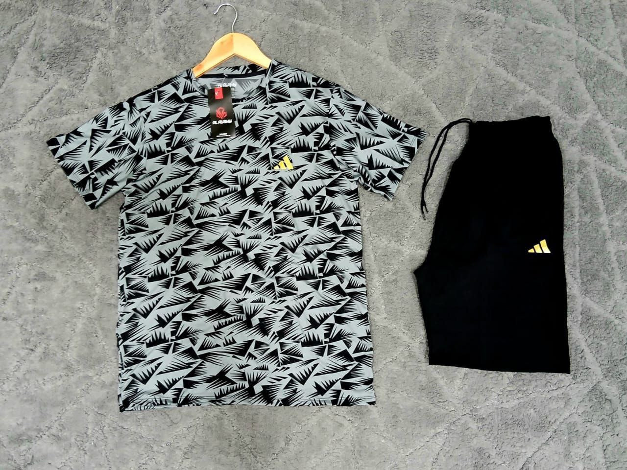 Adidas sports set made of Rosetta T-shirt fabric and soft shorts – premium printed quality – sizes from L to 3XL