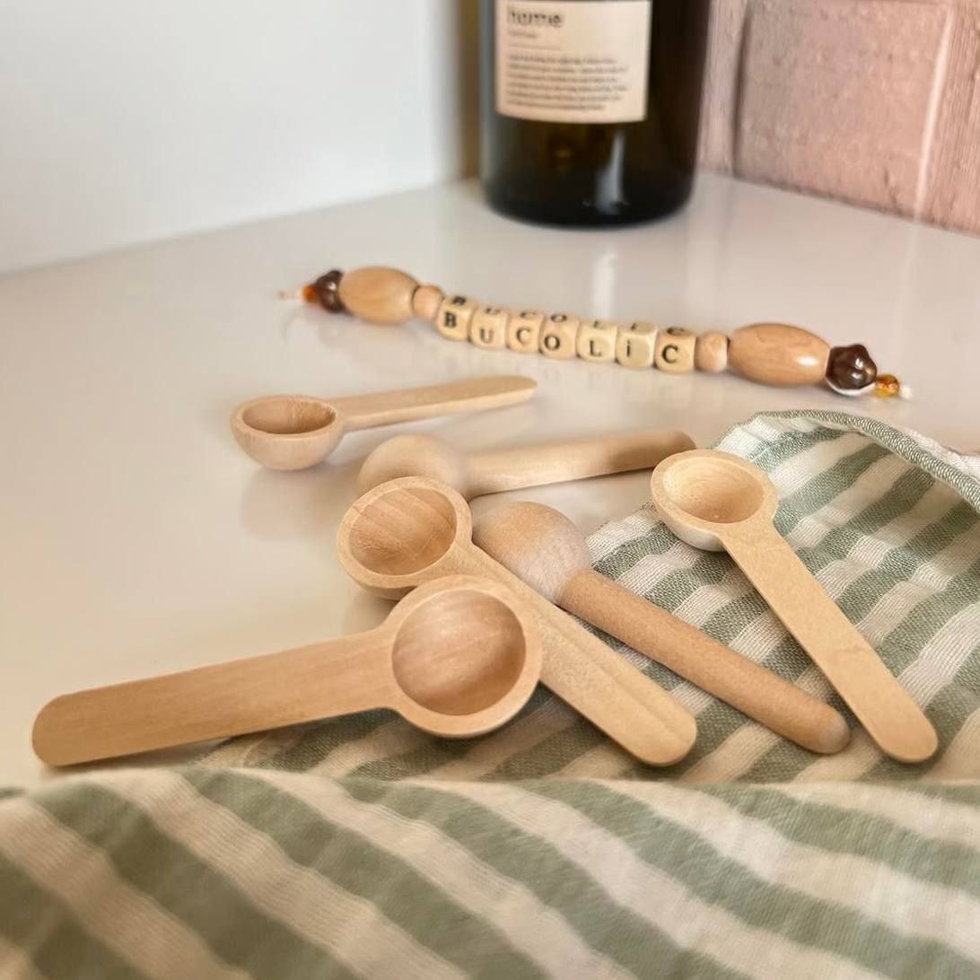 Mini Bamboo Wood Spice Spoon Set - 6 Pieces
