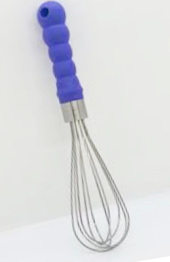 Stainless steel egg beater with colored handle - practical and stylish in every kitchen