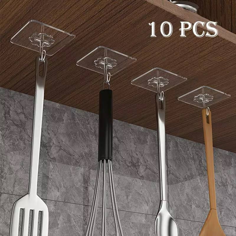 Transparent Hook Hanger - Stylish Design and High Stability with Strong Double Face (10 Pieces) 
