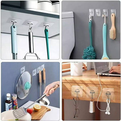 Transparent Hook Hanger - Stylish Design and High Stability with Strong Double Face (10 Pieces) 