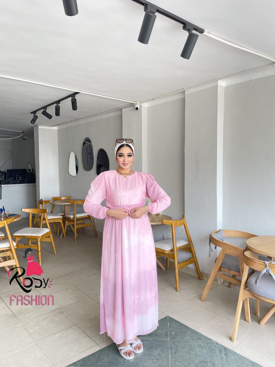 دريس شيفون حريمي ميكس ألوان – تصميم هندسي بحزام لف فرونس - تلبيس مريح حتى 85 كجم - مقاس واحد