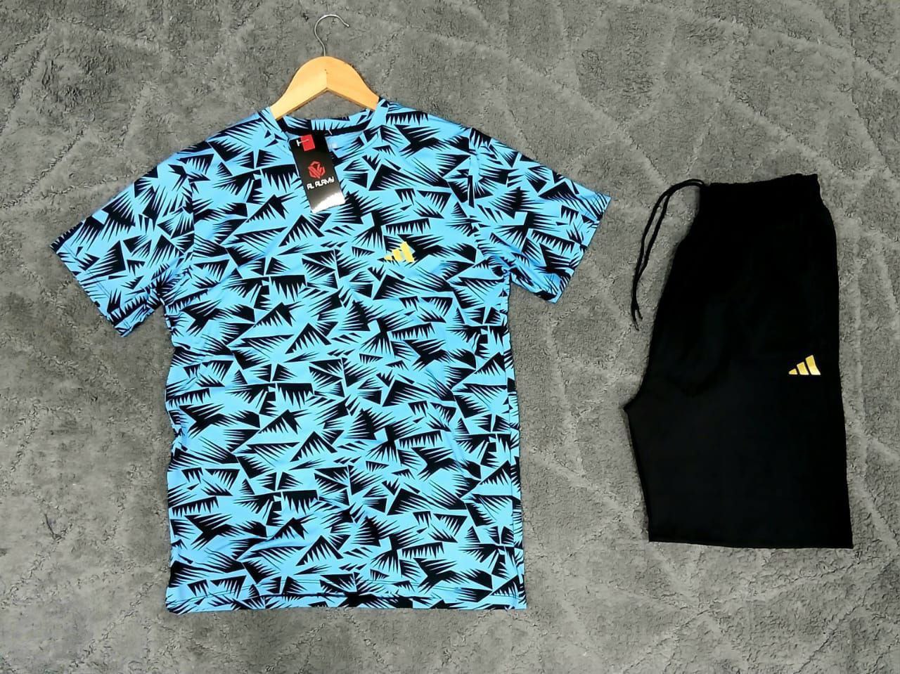 Adidas sports set made of Rosetta T-shirt fabric and soft shorts – premium printed quality – sizes from L to 3XL