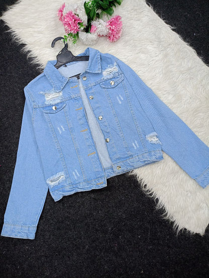 Girls' denim jacket, comfortable fit, from 50 to 85 kg - bold colors and an unmissable style for the best look!